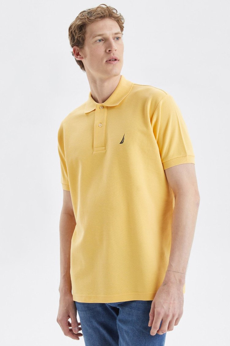 Nautica Classic Fit % 100 Pamuk Düğmeli Erkek Polo T Shirt K35000T 7MF SARI - Nautica