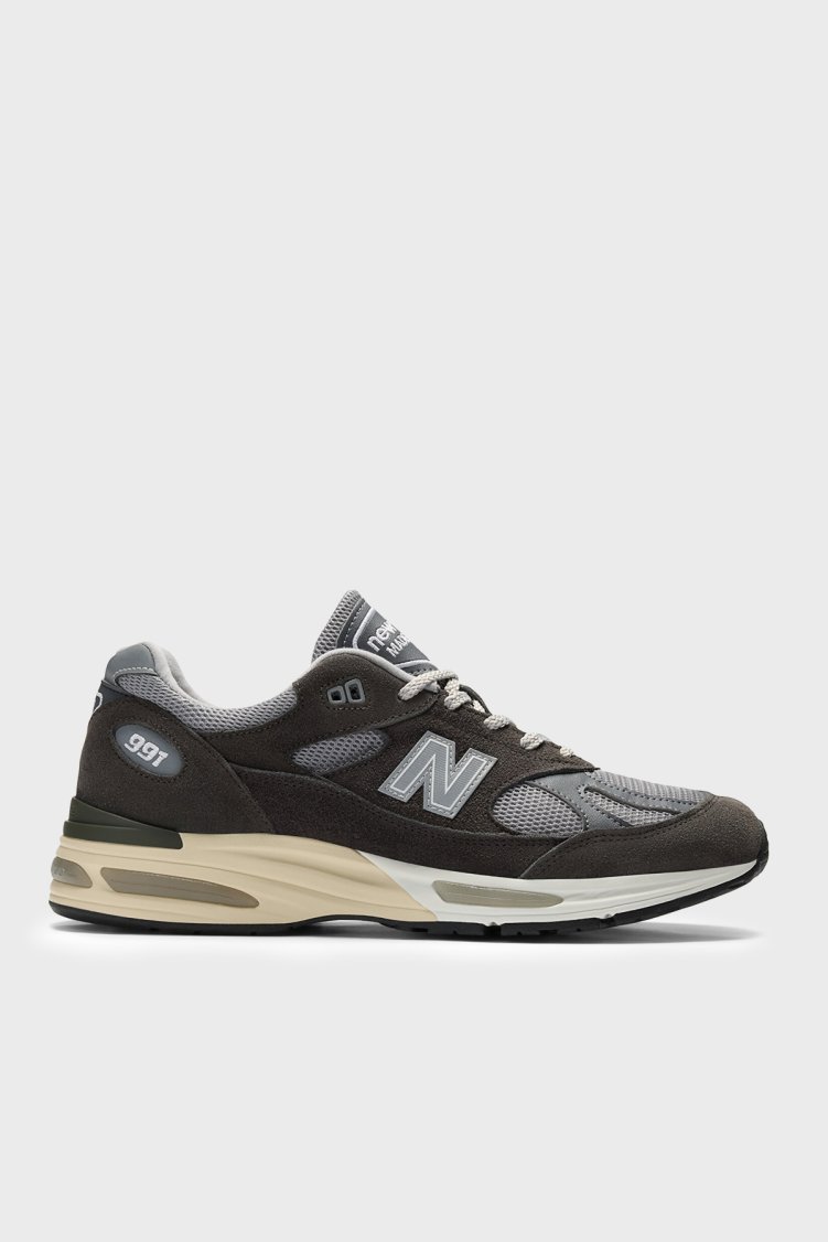 New Balance Deri Karışımlı Logolu Erkek Ayakkabı U991RG2 FÜME - New Balance