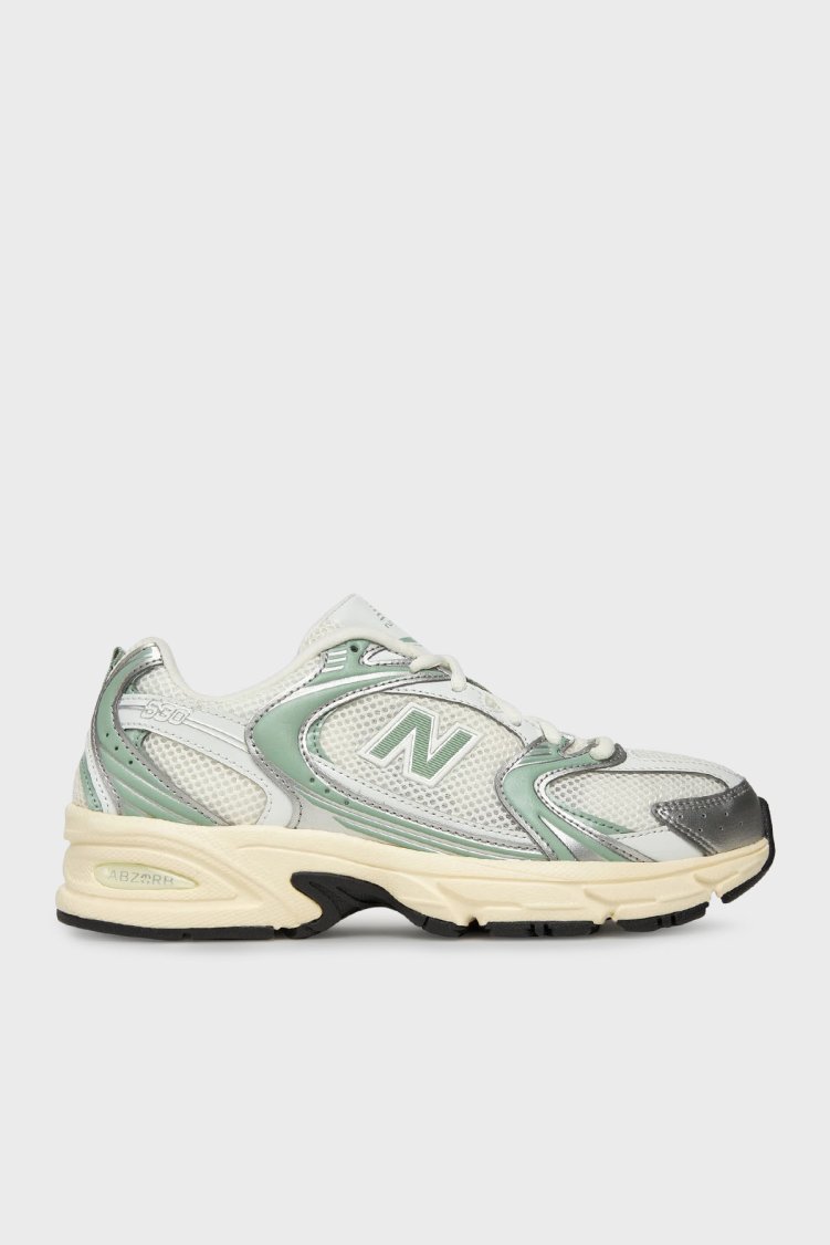 New Balance Logolu Bağcıklı Sneaker Kadın Ayakkabı U530SEB EKRU-YEŞİL - New Balance
