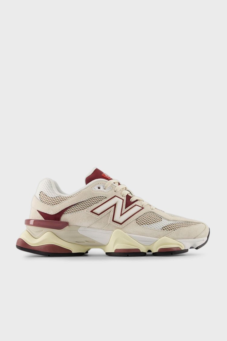 New Balance Logolu Hakiki Deri Süet Detaylı Sneaker Bayan Ayakkabı U9060PSD Ekru-Bordo - New Balance