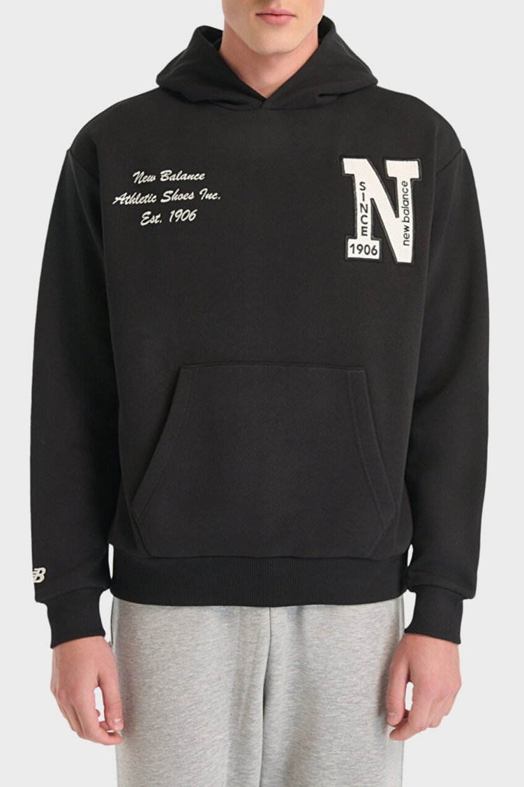 New Balance NB Lifestyle Pamuklu Oversize Fit Logolu Kapüşonlu Unisex Sweat 0UNH3534BK SİYAH - New Balance