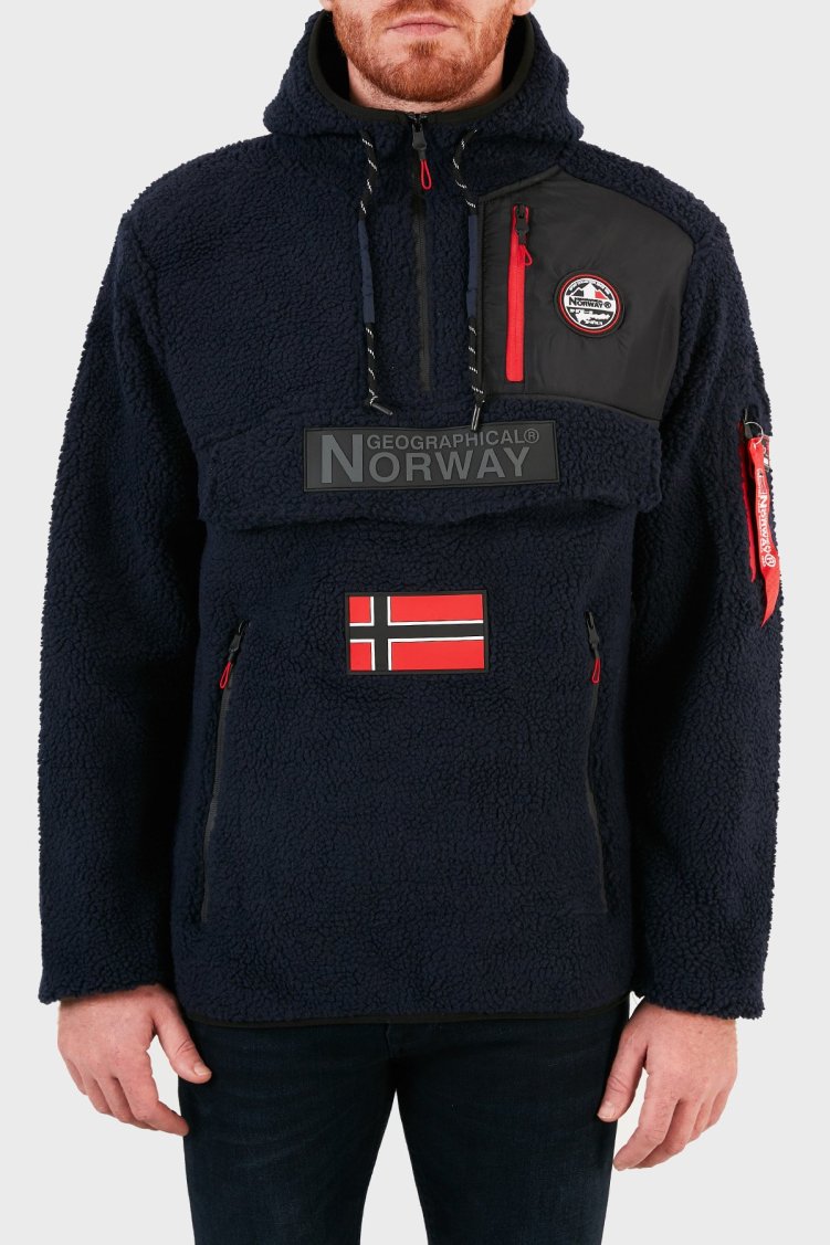 Norway Geographical Kapüşonlu Yumuşak Dokulu Soğuğa Dayanıklı Yarım Fermuar Outdoor Erkek Polar TERIFIQUE LACİVERT - Norway Geographical