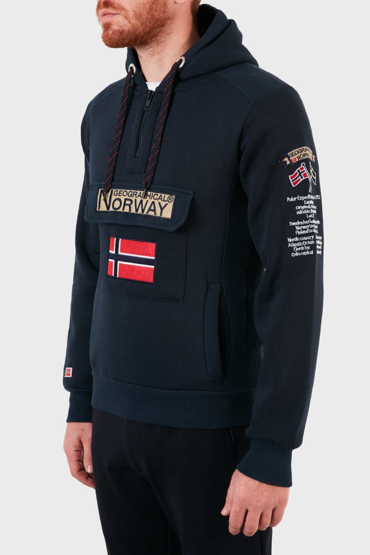 Norway Geographical Kapüşonlu Yarım Fermuarlı Outdoor Erkek Sweat GYMCLASSA100 Lacivert - Norway Geographical (1)