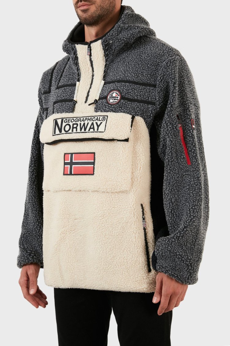 Norway Geographical Yumuşak Dokulu Soğuğa Dayanıklı Kapüşonlu Erkek Polar RIAKOLO EKRU - Norway Geographical (1)