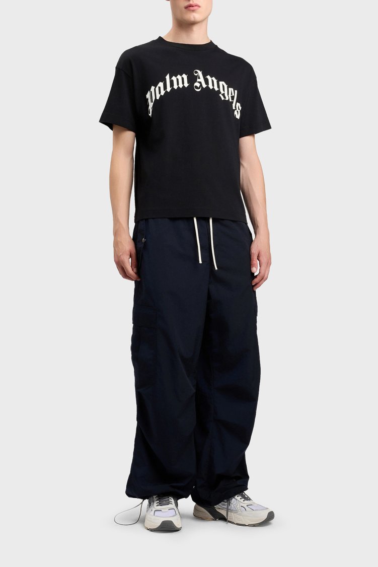 Palm Angels % 100 Pamuk Logo Baskılı Regular Fit Bisiklet Yaka Erkek T Shirt PMAA109S26JER00G SİYAH - Palm Angels (1)