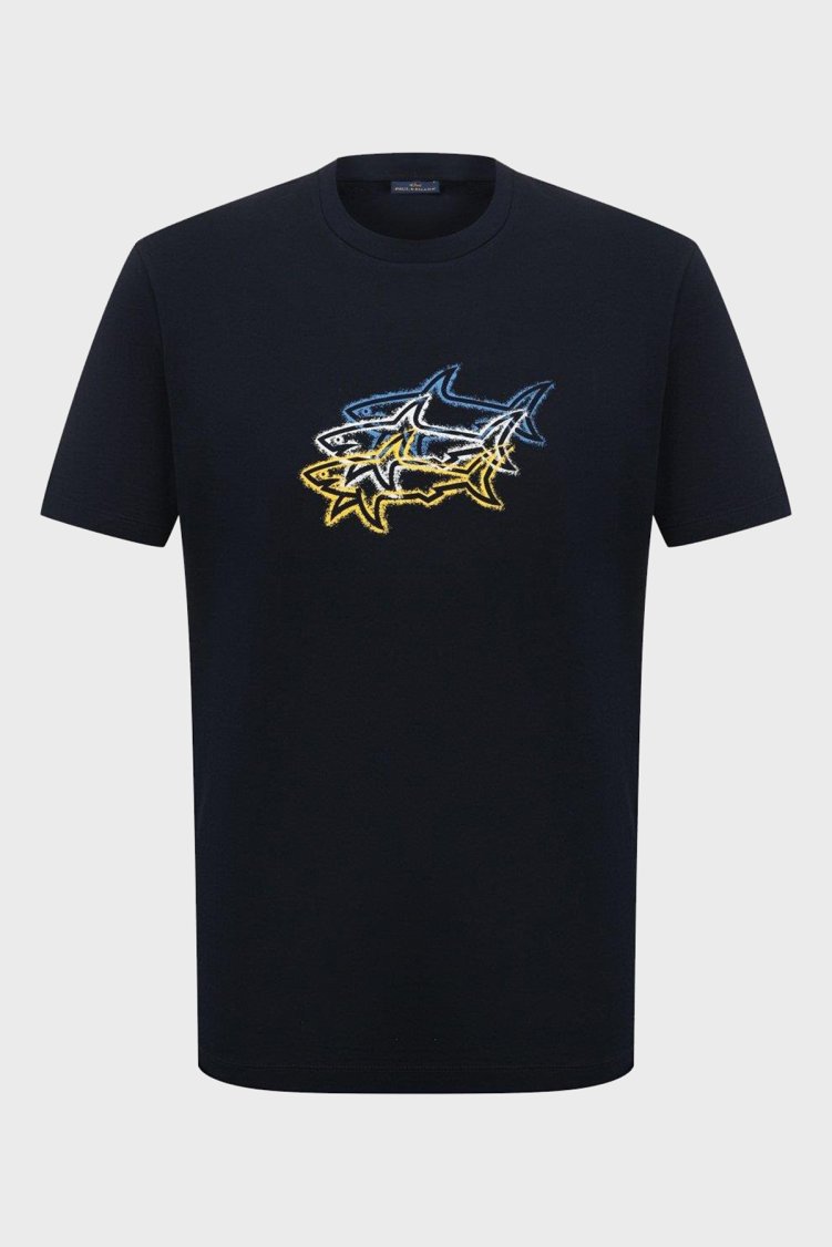Paul & Shark % 100 Pamuk Regular Fit Bisiklet Yaka Baskılı Erkek T Shirt 24411041 013 LACİVERT - Paul & Shark (1)