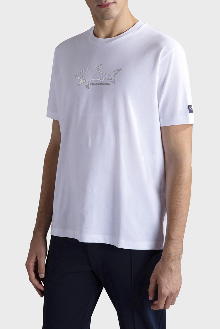 Paul & Shark % 100 Pamuk Regular Fit Bisiklet Yaka Erkek T Shirt 23411198 010 BEYAZ - Paul & Shark
