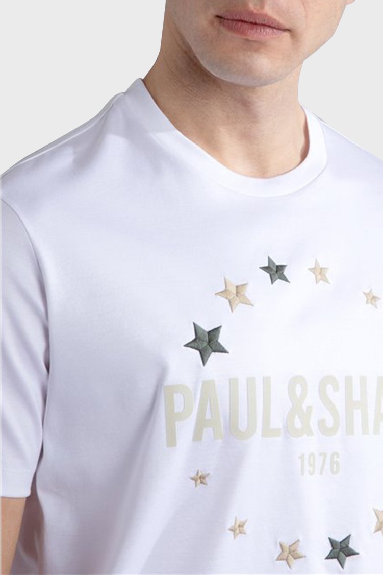 Paul & Shark % 100 Pamuk Regular Fit Bisiklet Yaka Erkek T Shirt 24411044 010 BEYAZ - Paul & Shark (1)