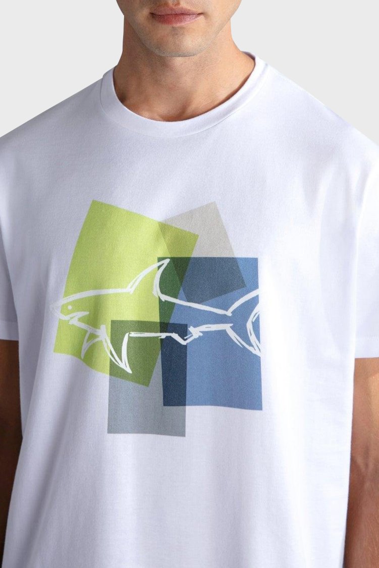 Paul & Shark % 100 Pamuk Regular Fit Bisiklet Yaka Erkek T Shirt 24411073 010 BEYAZ - Paul & Shark (1)