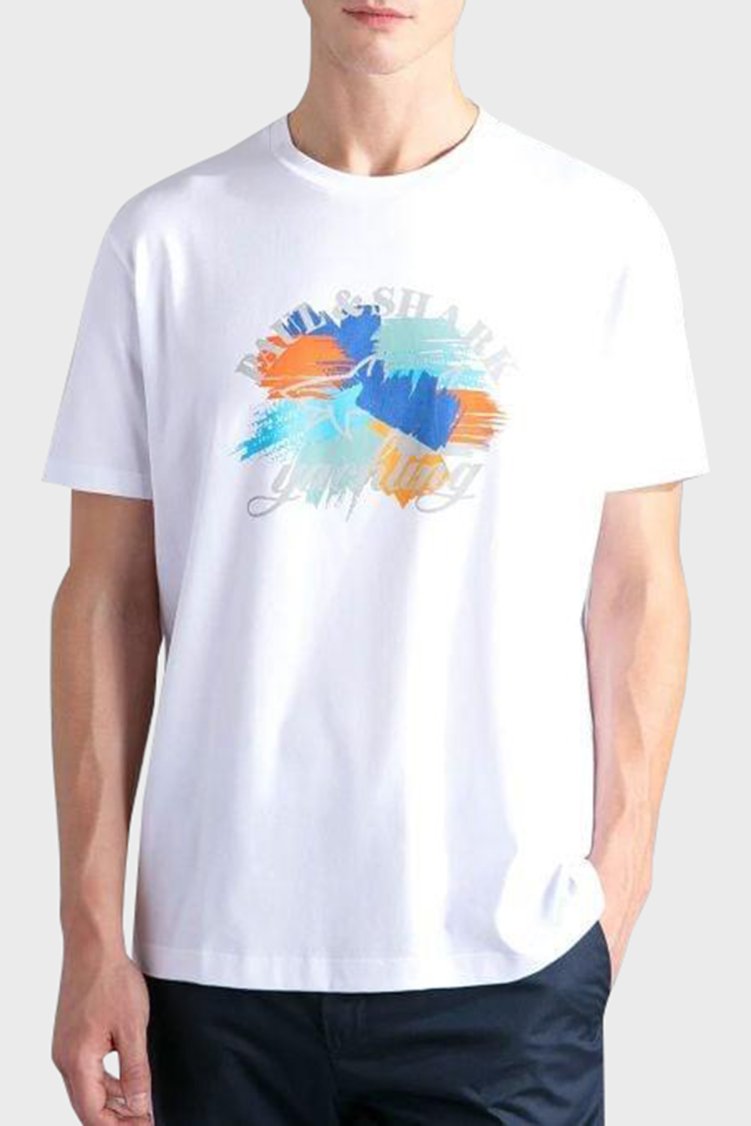 Paul & Shark % 100 Pamuk Regular Fit Bisiklet Yaka Logolu Erkek T Shirt 24411013 010 BEYAZ - Paul & Shark