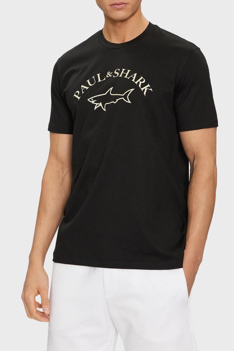 Paul & Shark % 100 Pamuk Regular Fit Bisiklet Yaka Logolu Erkek T Shirt 24411032 011 SİYAH - Paul & Shark