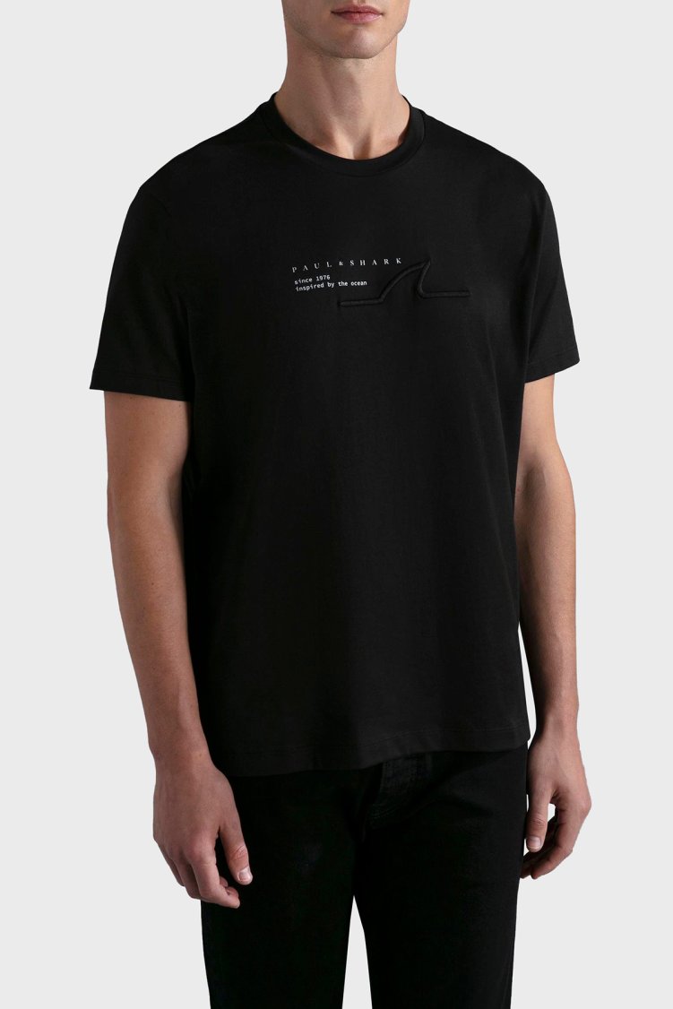 Paul & Shark % 100 Pamuk Regular Fit Bisiklet Yaka Logolu Erkek T Shirt 24411053 011 SİYAH - Paul & Shark
