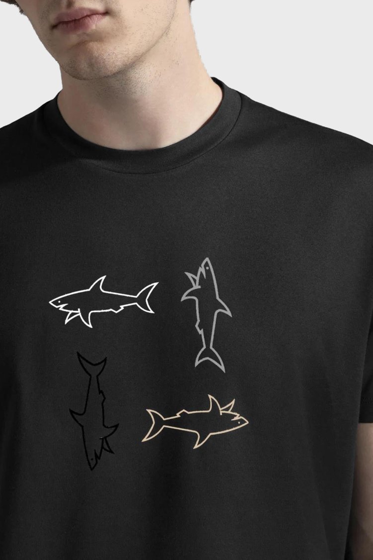 Paul & Shark % 100 Pamuk Regular Fit Bisiklet Yaka Logolu Erkek T Shirt 24411088 011 SİYAH - Paul & Shark (1)