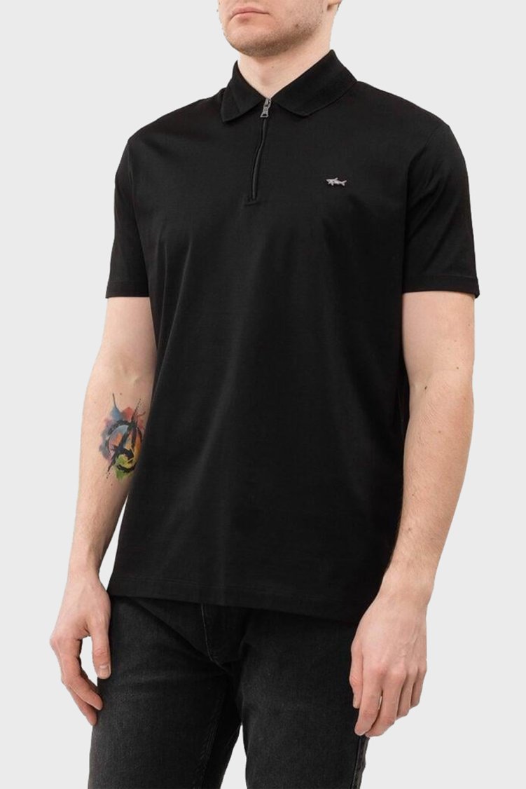 Paul & Shark % 100 Pamuk Regular Fit Yarım Fermuarlı Erkek Polo Yaka T Shirt 24411249 011 SİYAH - Paul & Shark