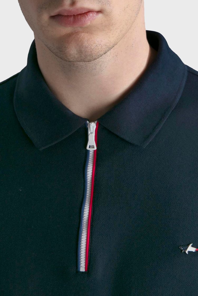 Paul & Shark % 100 Pamuk Regular Fit Yarım Fermuarlı Erkek Polo Yaka T Shirt 24411314 013 LACİVERT - Paul & Shark (1)