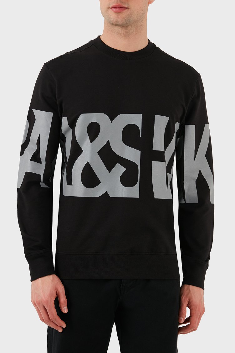 Paul & Shark Logo Baskılı Streç Pamuklu Regular Fit Bisiklet Yaka Erkek Sweat 24411862 011 SİYAH - Paul & Shark