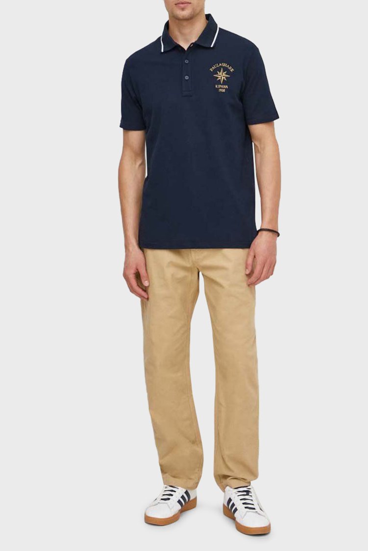 Paul & Shark Logo İşlemeli % 100 Pamuk Regular Fit Düğmeli Erkek Polo Yaka T Shirt 24411350 013 LACİVERT - Paul & Shark (1)