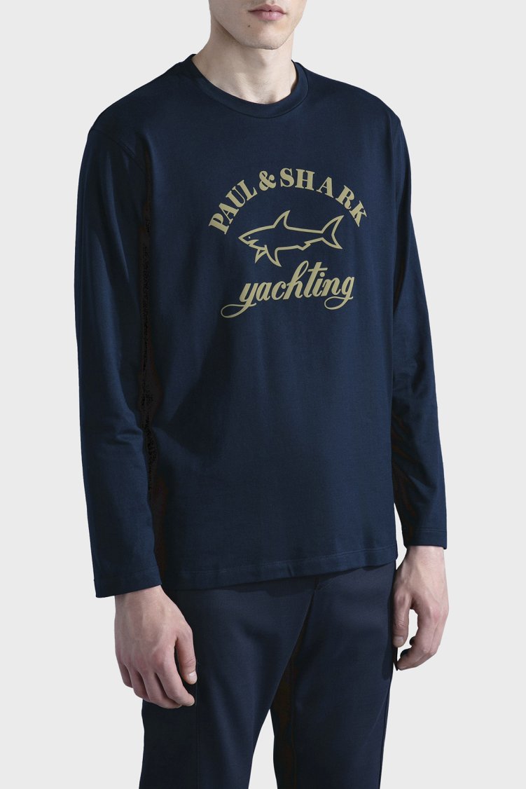 Paul & Shark Logolu Bisiklet Yaka Pamuklu Regular Fit İnce Erkek Sweat 11311612 130 LACİVERT - Paul & Shark