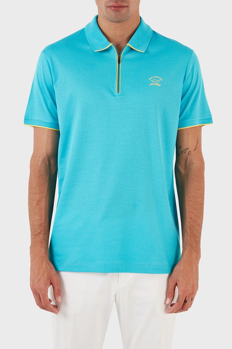 Paul & Shark Pamuklu Regular Fit Fermuarlı Erkek Polo Yaka T Shirt 23411287 750 TURKUAZ - Paul & Shark