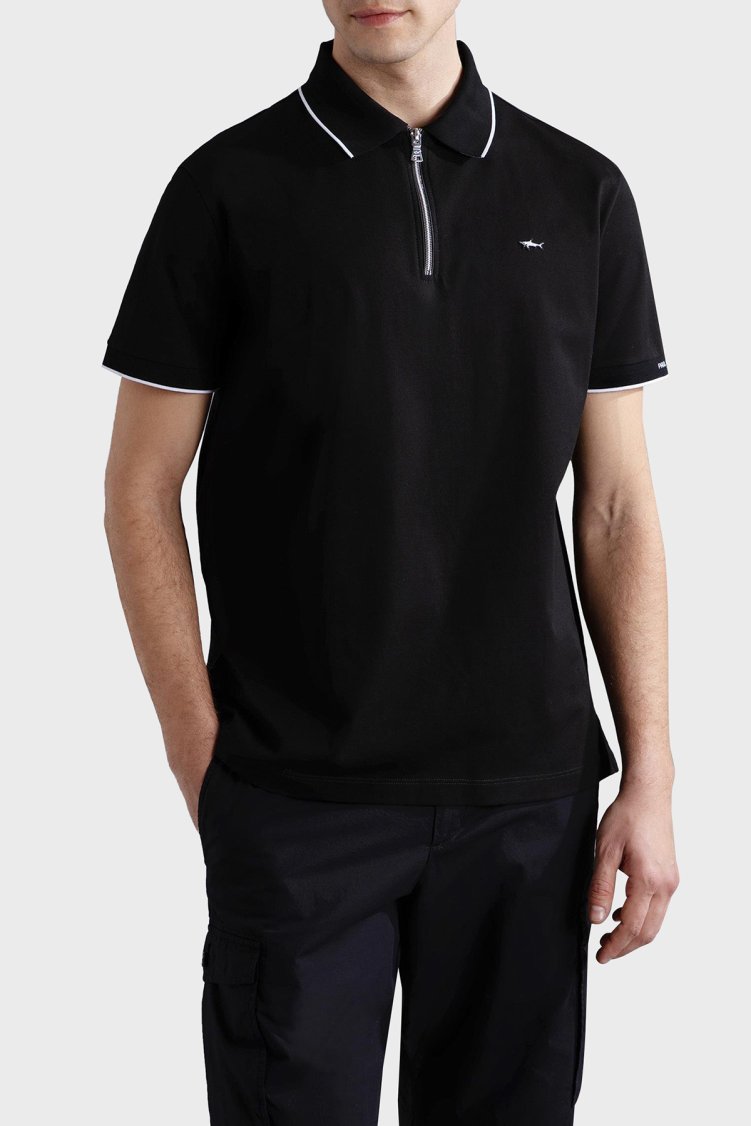Paul & Shark Pamuklu Regular Fit Yarım Fermuarlı Erkek Polo Yaka T Shirt 24411319 011 SİYAH - Paul & Shark (1)
