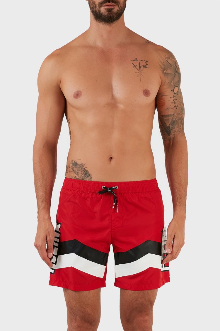 Philipp Plein Deniz Şortu Belden Bağlamalı Erkek Mayo Short CUPP06M0152 KIRMIZI - Philipp Plein