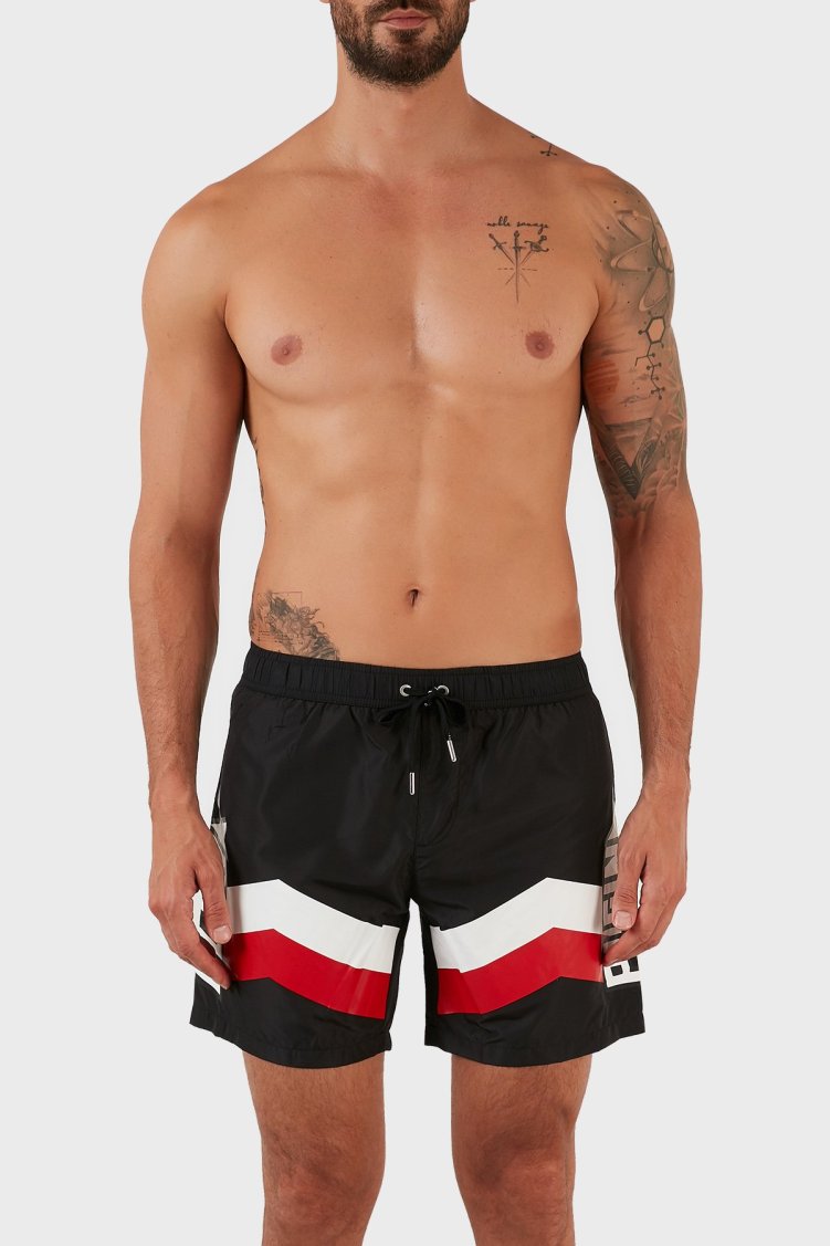 Philipp Plein Logolu Deniz Şortu Belden Bağlamalı Erkek Mayo Short CUPP06M0199 SİYAH - Philipp Plein