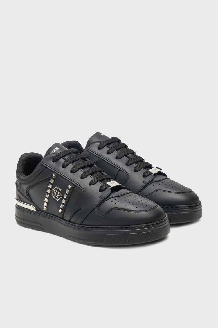 Philipp Plein Logolu Hakiki Deri Zımba Detaylı Kalın Taban Sneaker Erkek Ayakkabı USC0658 PLE010N 0202 SİYAH - Philipp Plein (1)
