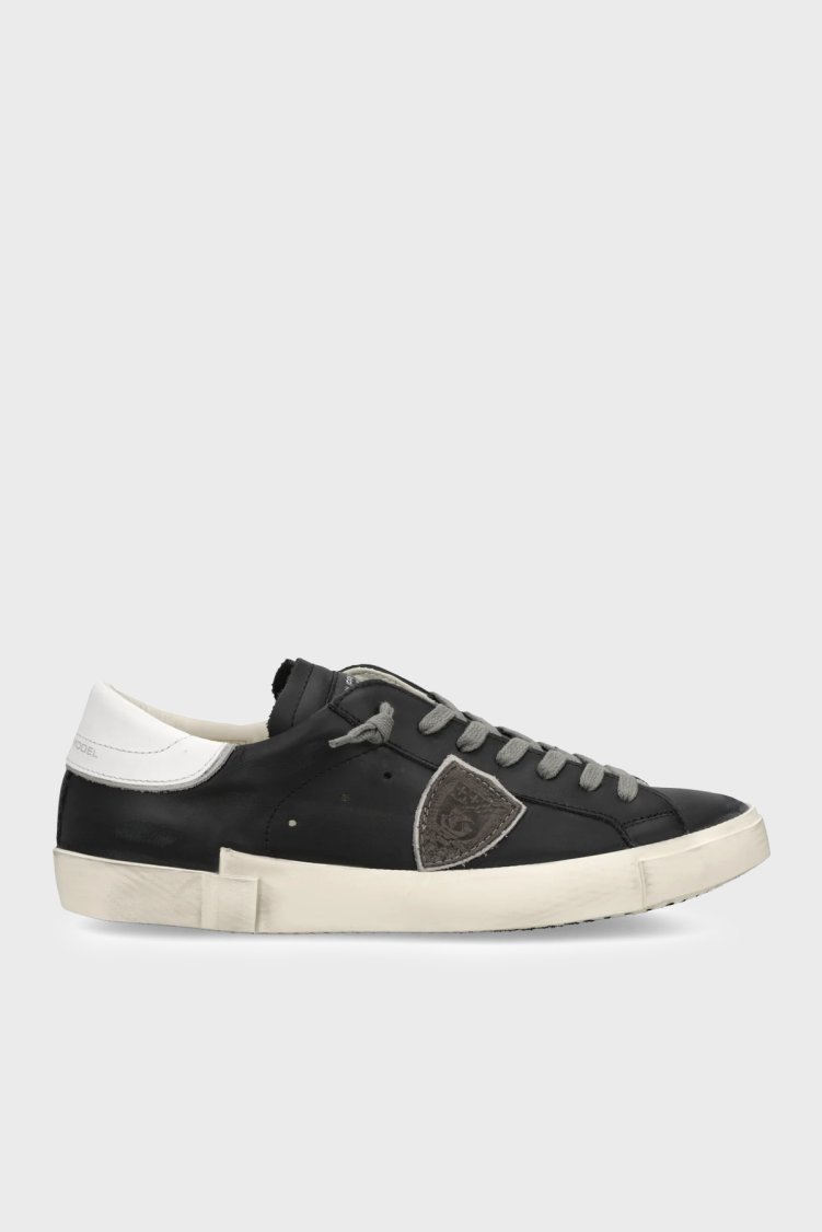 Philippe Model Deri Logolu Sneaker Erkek Ayakkabı PRLUV039 Siyah-beyaz - Philippe Model