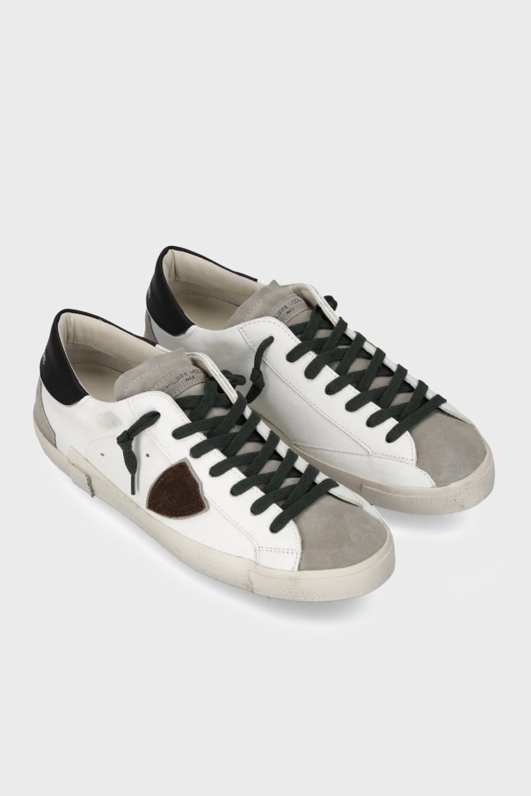 Philippe Model Deri Logolu Sneaker Erkek Ayakkabı PRLUWX55 Beyaz-siyah - Philippe Model (1)