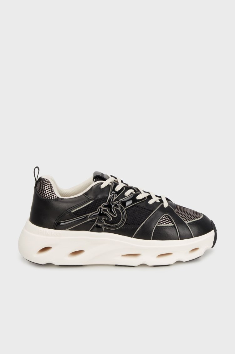 Pinko Deri Karışımlı Logolu Sneaker Bayan Ayakkabı SS0127 E036 ZZ0 SİYAH - Pinko