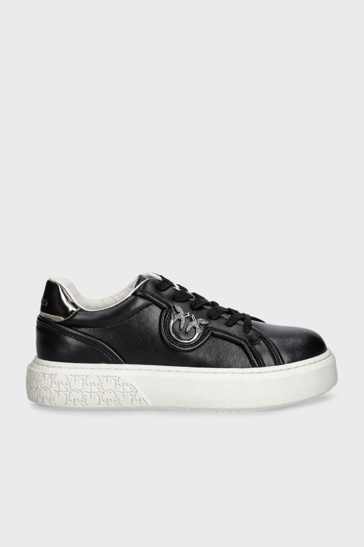 Pinko Hakiki Deri Logolu Platform Taban Sneaker Bayan Ayakkabı SS0041 P087 Z99 SİYAH - Pinko