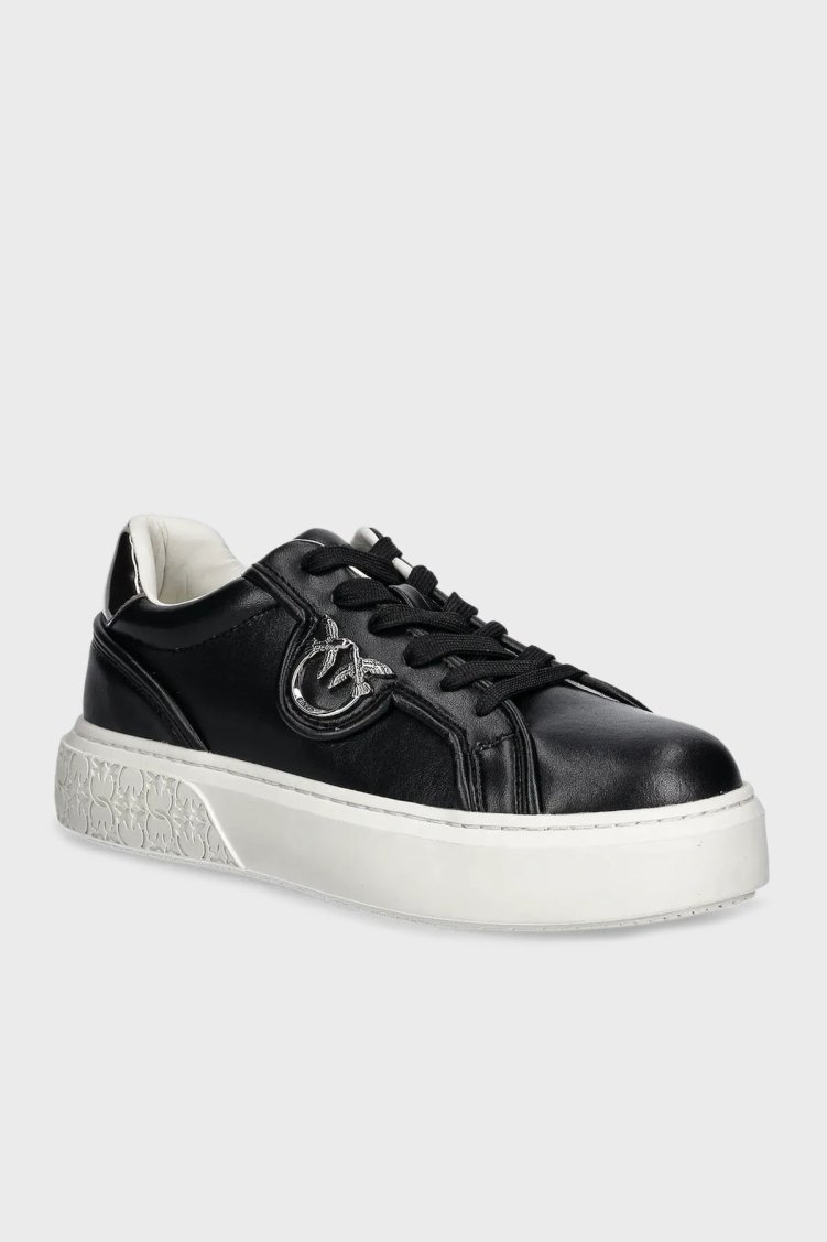 Pinko Hakiki Deri Logolu Platform Taban Sneaker Bayan Ayakkabı SS0041 P087 Z99 SİYAH - Pinko (1)