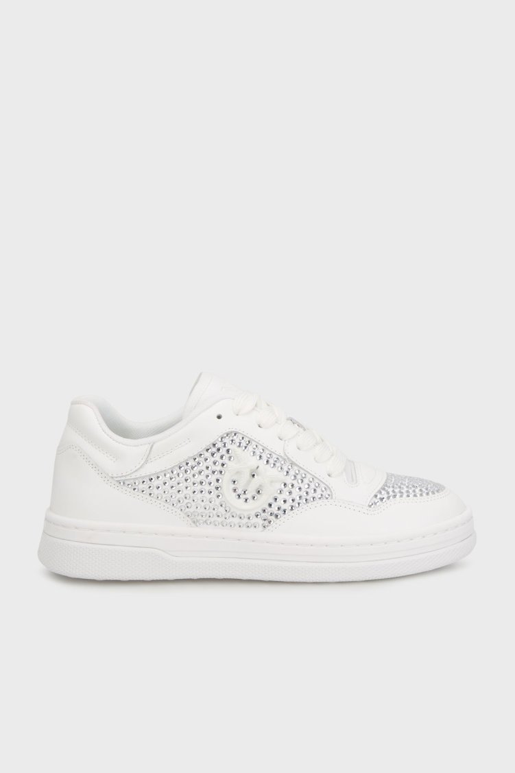 Pinko Hakiki Deri Taşlı Sneaker Bayan Ayakkabı SS0081P082Z1B BEYAZ - Pinko