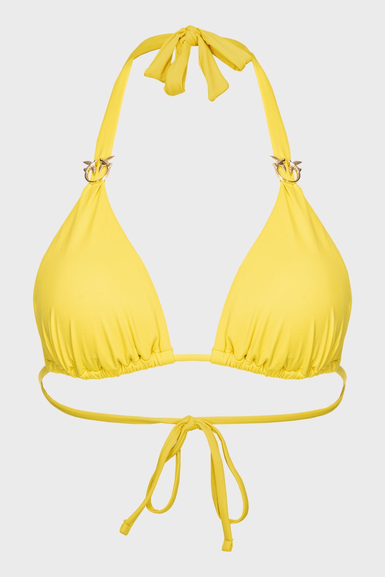 Pinko Logolu Boyundan Bağlamalı Üçgen Kadın Bikini Üstü 103216 A0S7 H17 SARI - Pinko