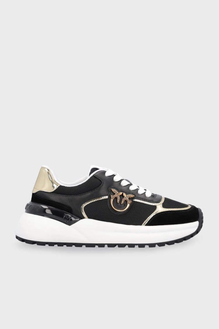 Pinko Logolu Deri Sneaker Kadın Ayakkabı SS0019 P027 DV5 SİYAH - Pinko