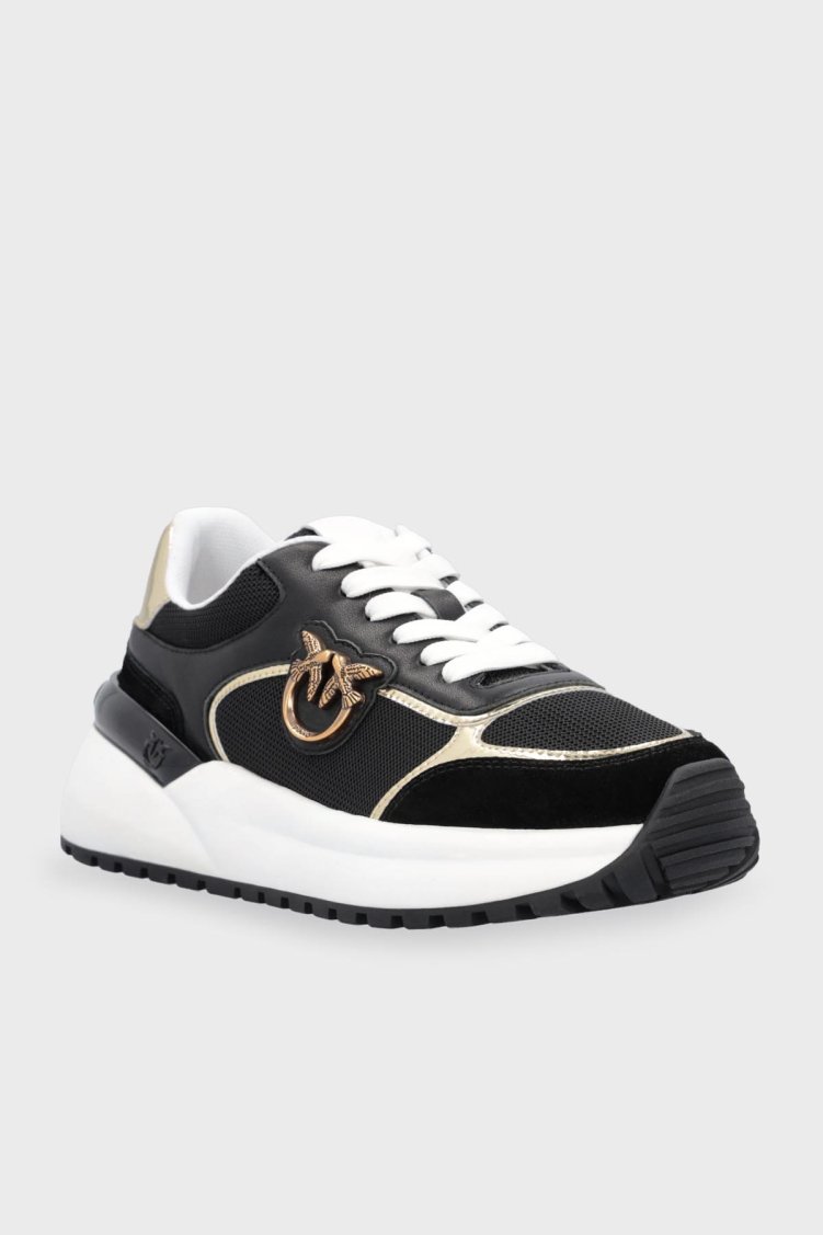 Pinko Logolu Deri Sneaker Kadın Ayakkabı SS0019 P027 DV5 SİYAH - Pinko (1)