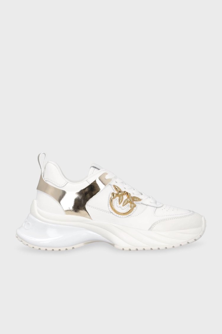 Pinko Logolu Deri Sneaker Kadın Ayakkabı SS0027 P025 Z1B BEYAZ - Pinko