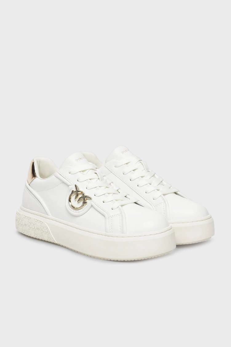 Pinko Logolu Deri Sneaker Bayan Ayakkabı SS0041 P087 Z1B BEYAZ - Pinko (1)