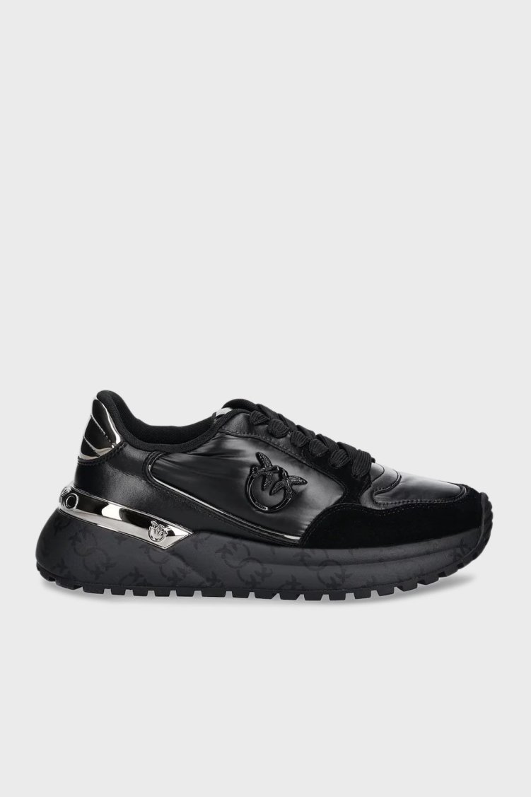 Pinko Logolu Hakiki Deri Kalın Taban Sneaker Bayan Ayakkabı SS0055 P106 Z99 SİYAH - Pinko