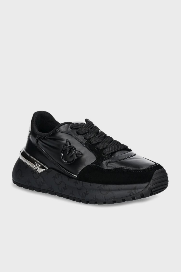 Pinko Logolu Hakiki Deri Kalın Taban Sneaker Bayan Ayakkabı SS0055 P106 Z99 SİYAH - Pinko (1)