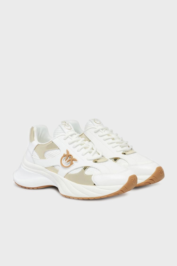 Pinko Logolu Hakiki Deri Kalın Taban Sneaker Bayan Ayakkabı SS0067 E022 ZIA BEYAZ - Pinko (1)