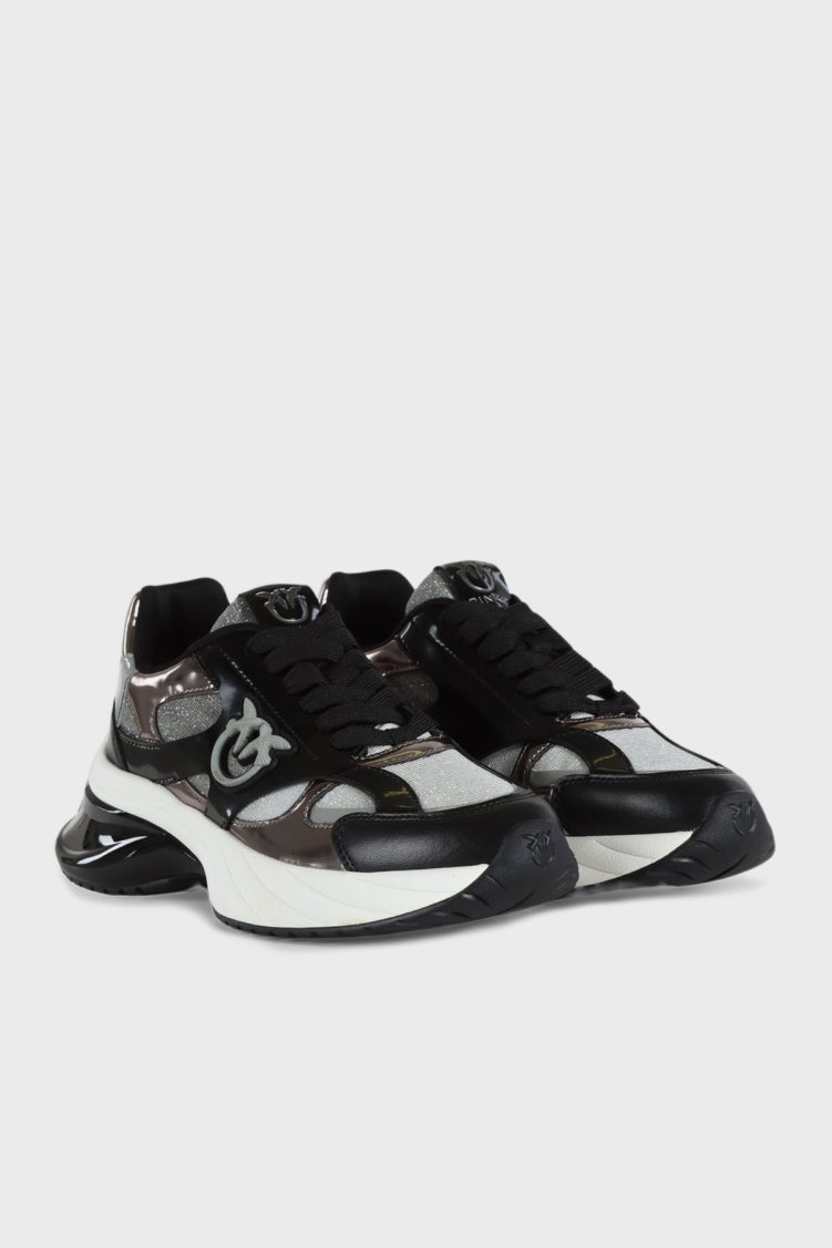 Pinko Logolu Hakiki Deri Sim Detaylı Kalın Taban Sneaker Bayan Ayakkabı SS0067 E032 Z99 SİYAH - Pinko (1)