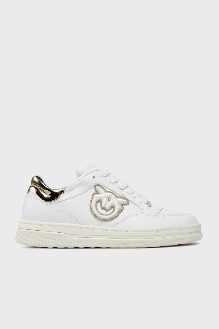 Pinko Logolu Hakiki Deri Sneaker Bayan Ayakkabı SS0077 P014 ZIA BEYAZ - Pinko