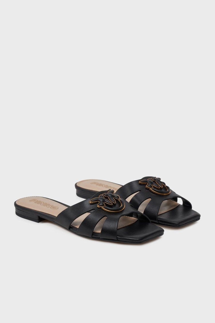 Pinko Logolu Pencereli Bayan Terlik SD0313 P003 Z99 SİYAH - Pinko (1)