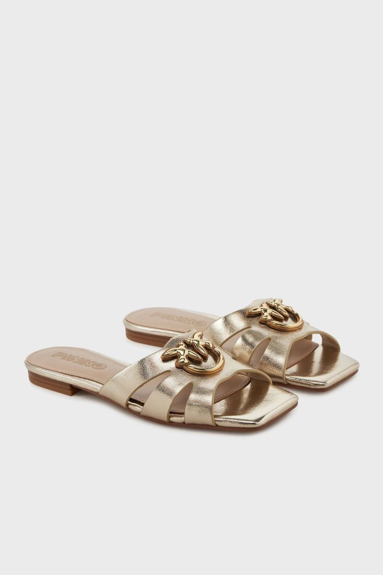 Pinko Logolu Pencereli Gold Bayan Terlik SD0313 P049 Z22 GOLD - Pinko (1)