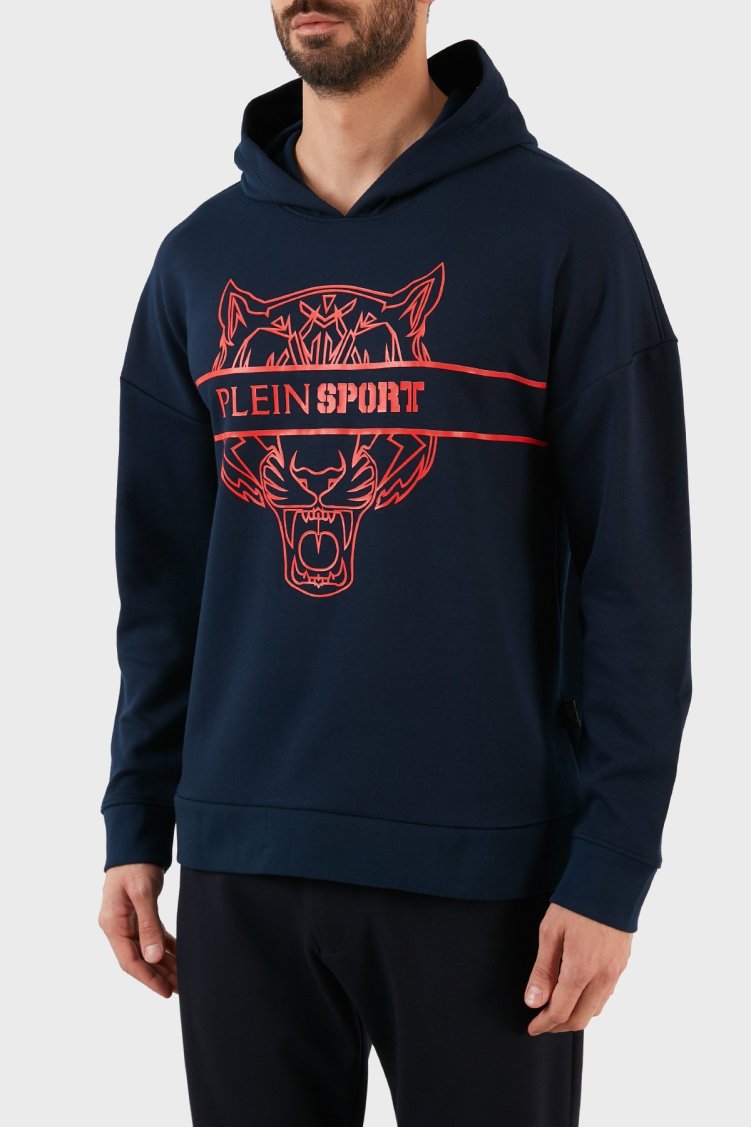 Plein Sport Logolu Regular Fit Kapüşonlu Pamuklu Erkek Sweat FIPS21885 LACİVERT - Plein Sport (1)