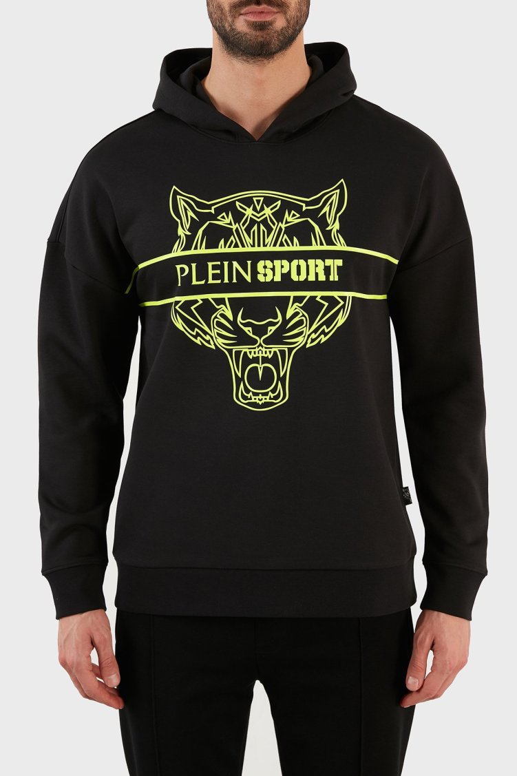 Plein Sport Logolu Regular Fit Kapüşonlu Pamuklu Erkek Sweat FIPS21899 SİYAH - Plein Sport