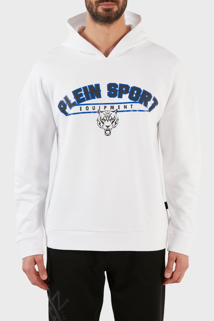 Plein Sport Logolu Regular Fit Kapüşonlu Pamuklu Erkek Sweat FIPS21901 BEYAZ - Plein Sport