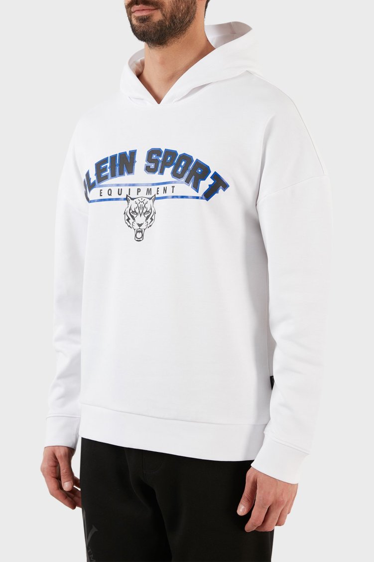 Plein Sport Logolu Regular Fit Kapüşonlu Pamuklu Erkek Sweat FIPS21901 BEYAZ - Plein Sport (1)