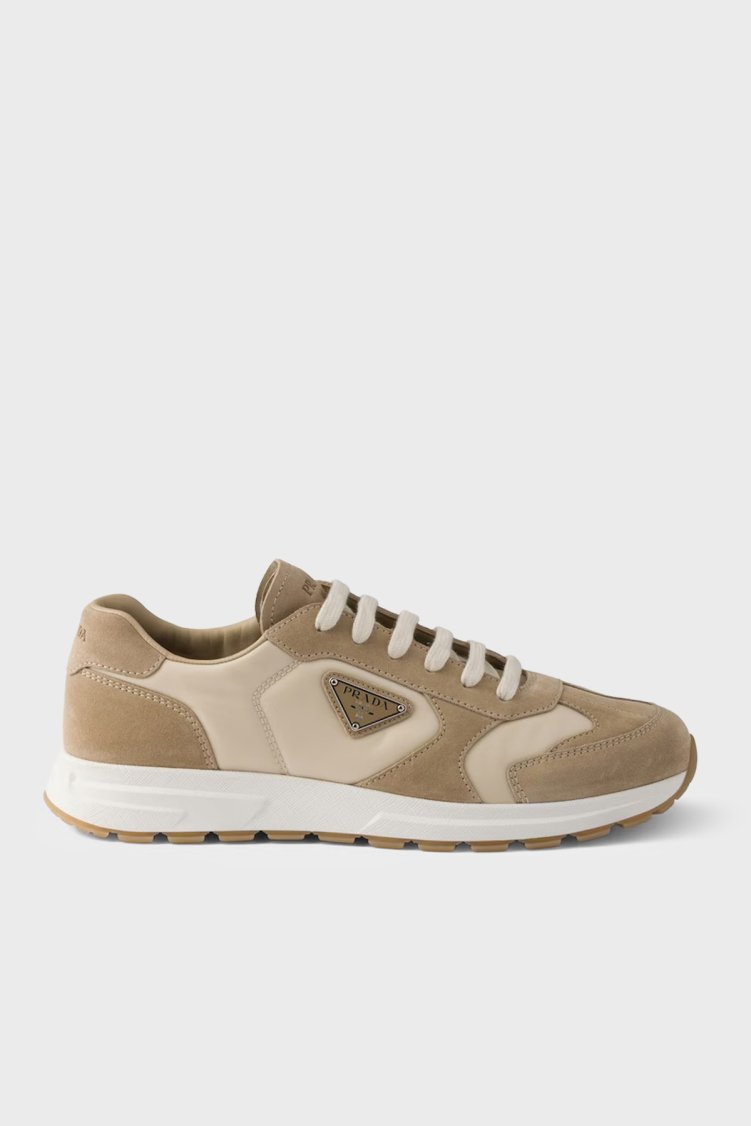 Prada % 100 Deri Logolu Sneaker Erkek Ayakkabı 2EE455 LOW F04CR BEJ - Prada